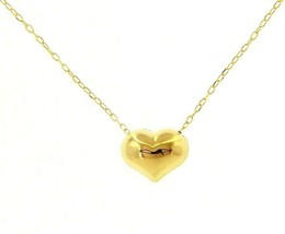 18K YELLOW GOLD NECKLACE WITH 10mm SMALL ROUNDED HEART, ROLO OVAL 1mm CHAIN image 1
