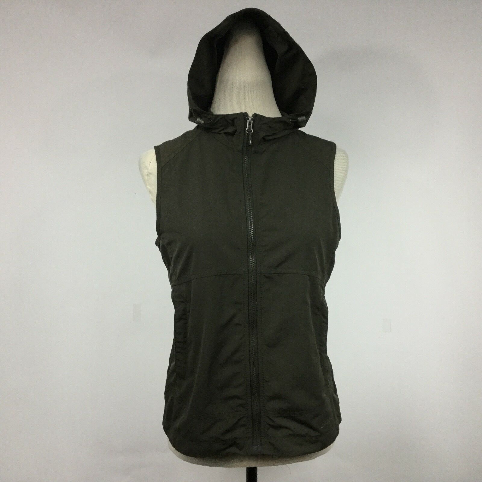 Eddie Bauer Women Vest Utility Full Zip Hooded Sleeveless Jacket Green ...