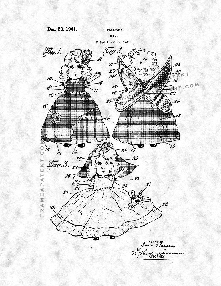 Doll Patent Print - Gunmetal