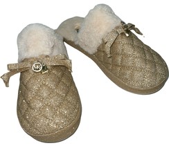 Michael Kors MK Carter Glitter Sparkle Faux Fur Women&#39;s Slip-On Slippers... - $64.00
