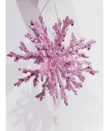 (4) Christmas Holiday Pink Glitter Snowflakes Tree Ornaments Home Decor  - $25.99