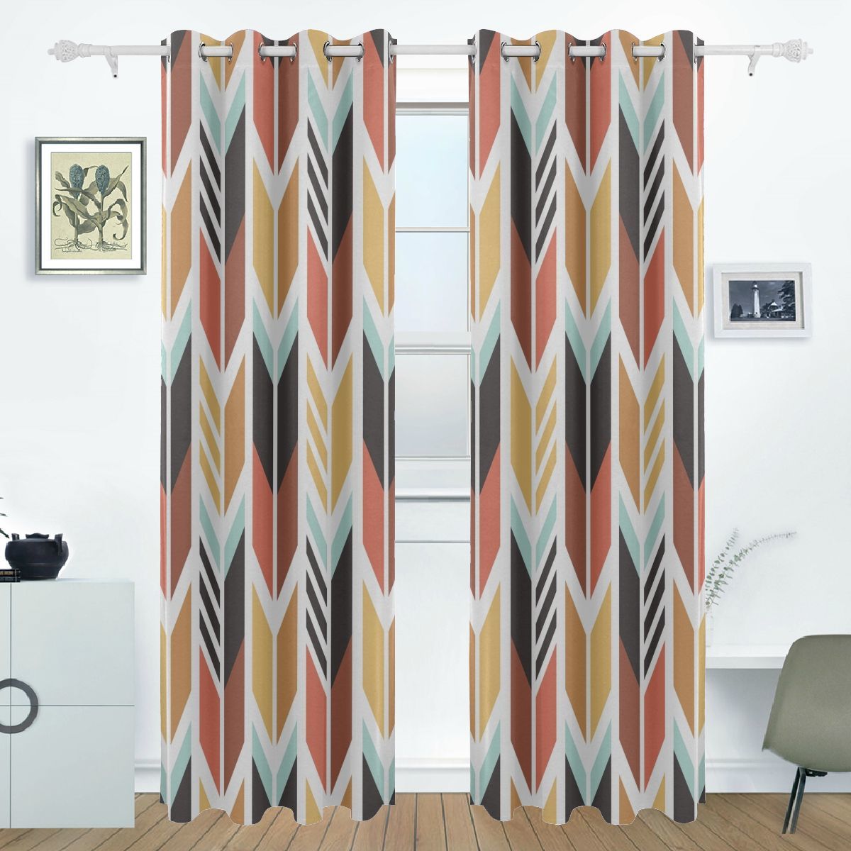 Toddler Bedroom Curtains Ethnic Colorful Arrow Tribal Print Kids ...
