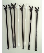Vintage Lot of 8 Black &amp; White Playboy Bunny Swizzle Stir Sticks (A) - $19.34