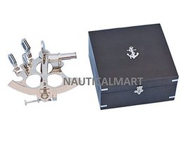 NauticalMart Captain's Chrome Sextant  with Black Rosewood Box