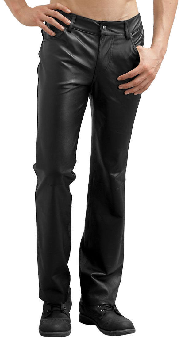 Image of CASUAL MEN LEATHER PANT GENUINE REAL LEATHER TROUSER MEN BIKER LEATHER PANT 13