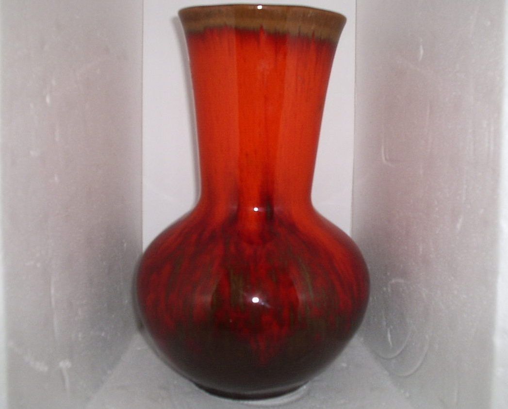 Red Brown Orange Vintage Canadiana Pottery Vase Blue Mountain