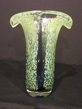 Murano Style Green &amp; Blue Art Glass Fluted Vase - $100.00