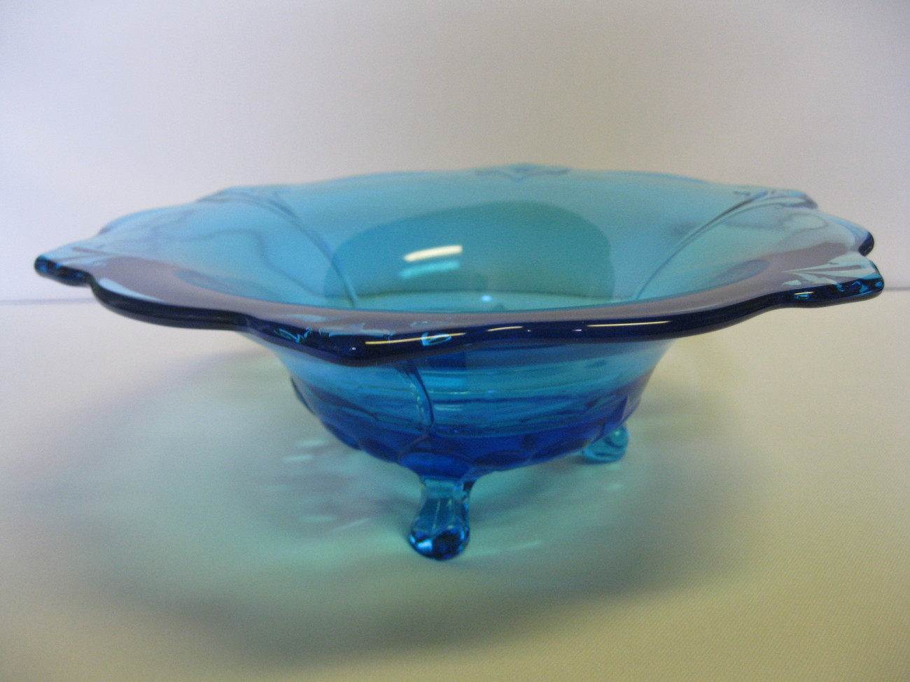 Indiana Glass Tiara Exclusives Aqua Blue Duchess 11" Footed Bowl Made