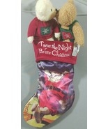 Hallmark &#39;Twas The Night Before Christmas Stocking Kissing Teddy Bears 1... - $19.39