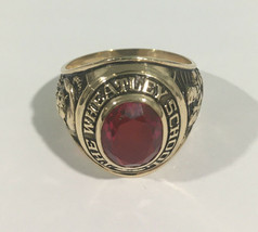 10k Yellow Gold 1965 Vintage The Wheatley School Ring With Ruby Stone - $575.00