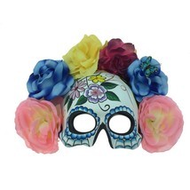 Kbw Women&#39;s Day of the Dead Flowers Half Mask With Butterfly - $40.45