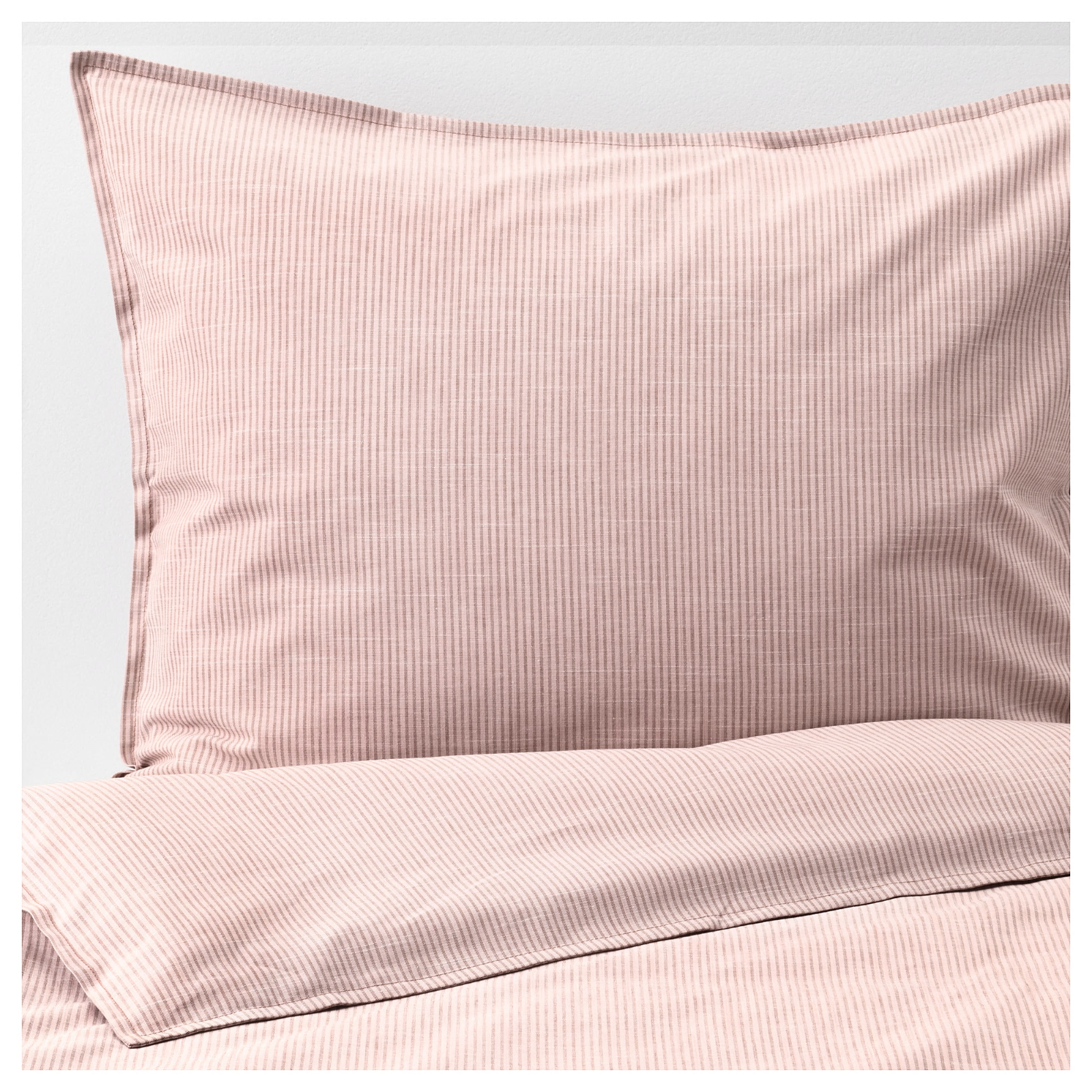 Ikea BERGPALM Full Queen Duvet Cover w/ Pillowcases, Pink Stripe, 004.