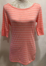 Michael Stars Lightweight Coral Ivory Striped Knit One Size Fits Most Te... - $18.99