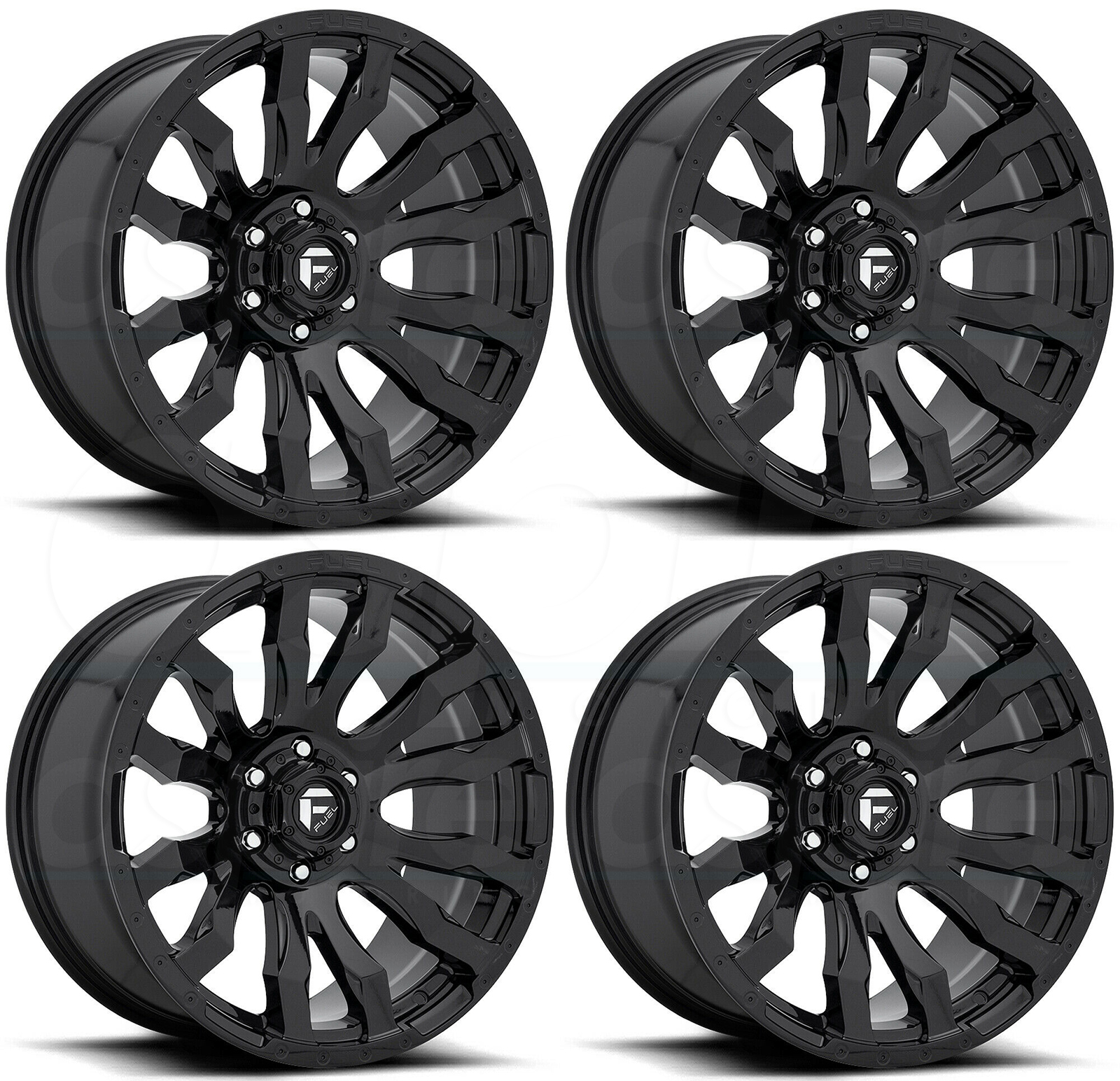 20x10 Fuel Blitz D675 6x5.5/6x139.7 18 Gloss Black Wheels Rims Set(4