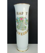 Lovely vintage hand painted Lefton 6291 Happy Anniversary bud vase - $15.00