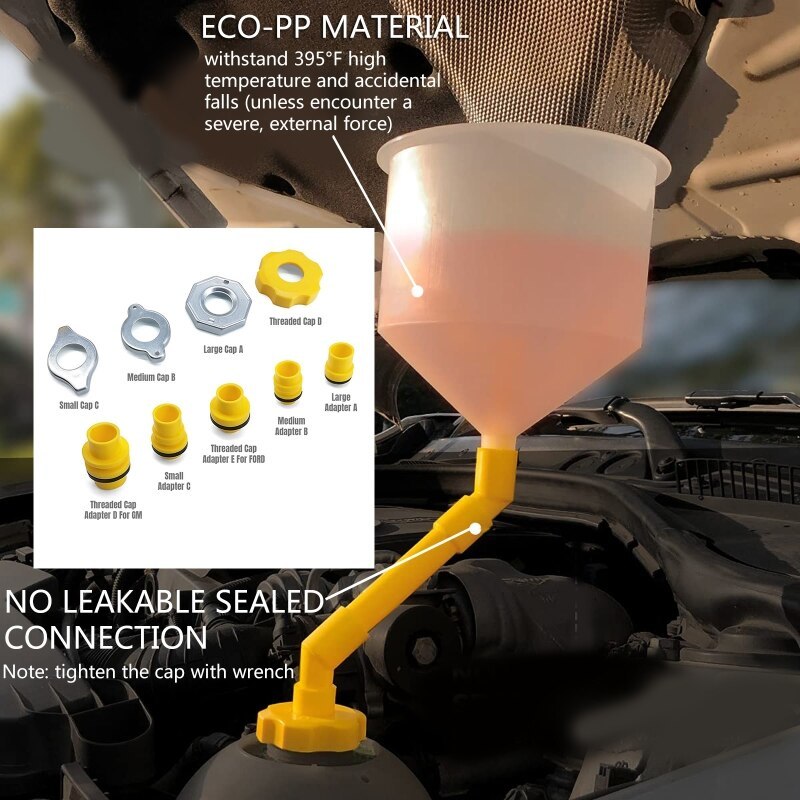 No Spill Coolant Funnel Kit, Spill Free Radiator Coolant Filling Funnel