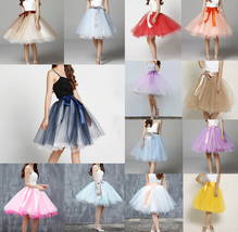 Women PEACH PINK Tulle Skirt 6 Layer Knee Length Tulle Skirt Midi Cocktail Skirt image 2