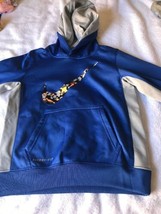 Boys Nike Pullover Therma-Fit Size 7 Blue And Gray Long Sleeve 100% Poly... - $13.85