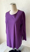 Orvis Purple Cotton Knit Round Neckline Long Sleeve Shirt - Women&#39;s Large - $16.10