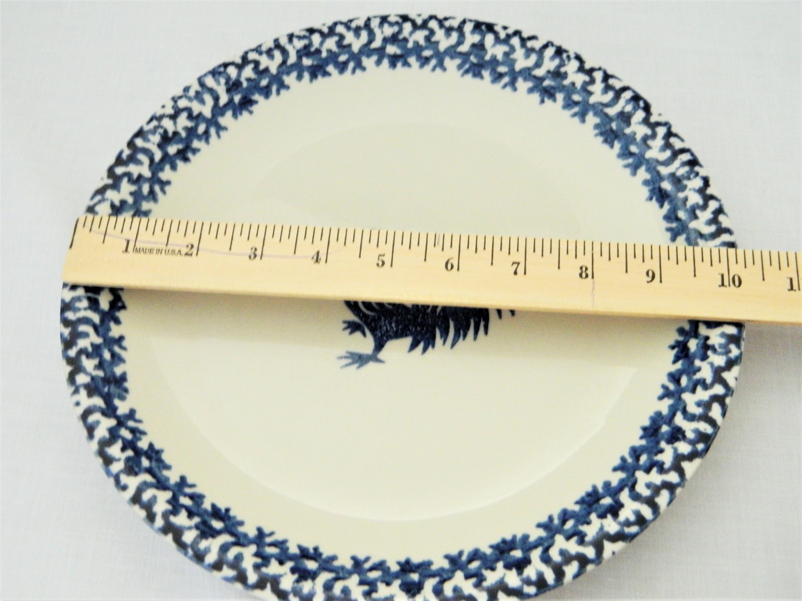 Folk Craft Tienshan Dinner Plate Sponge Blue Rooster Plates