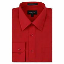 Omega Italy Men's Long Sleeve Red Regular Fit Dress Shirt w/ Defect 2XL
