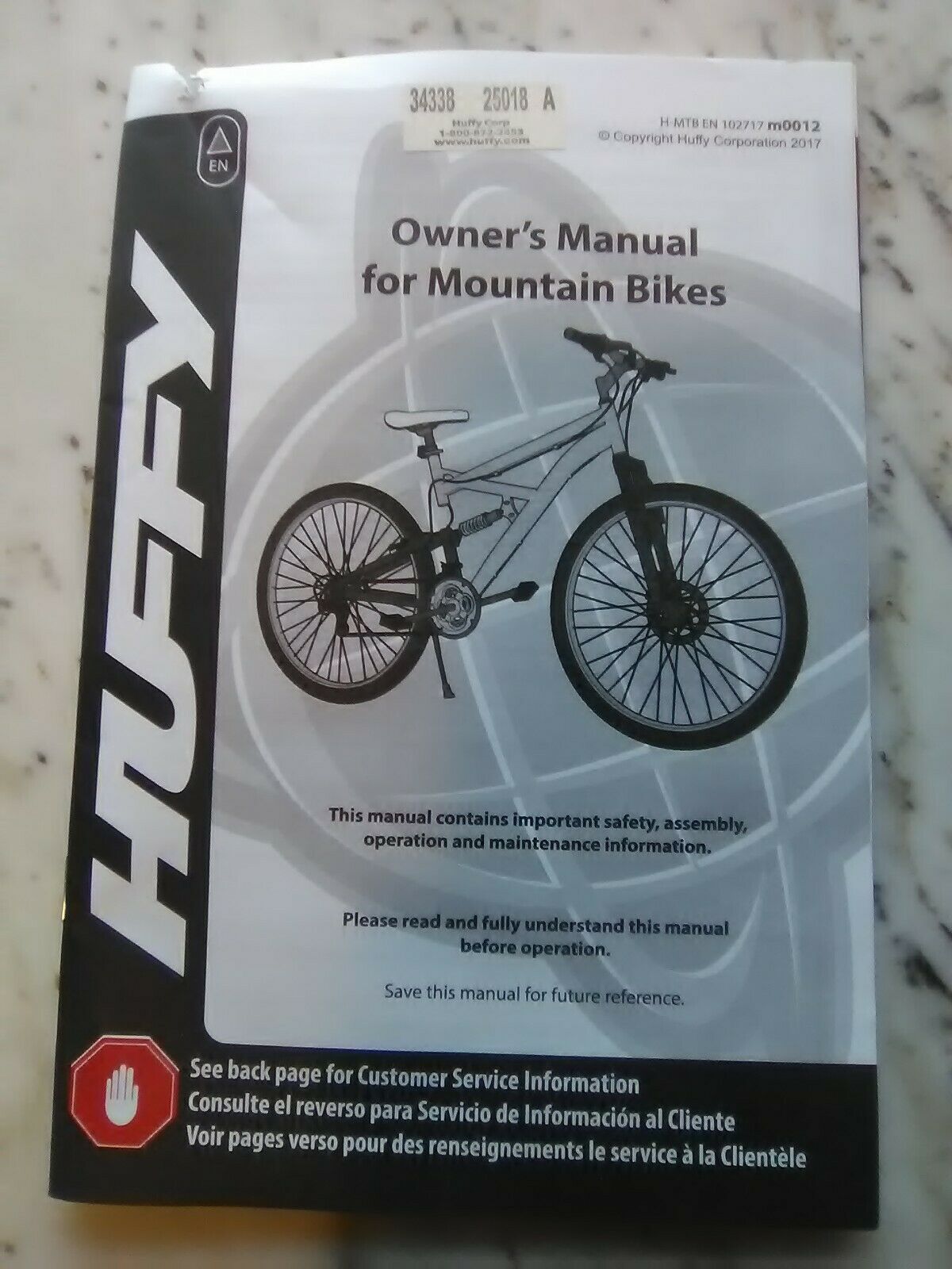 Huffy Mountain Bicycle Owner's Manual Printed Material