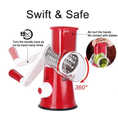 Ourokhome Manual Rotary Cheese Grater Round Tumbling Box Shredder for