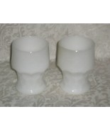 Set of 2 vintage chunky white opaque milk glass goblets drinking glasses - $3.00