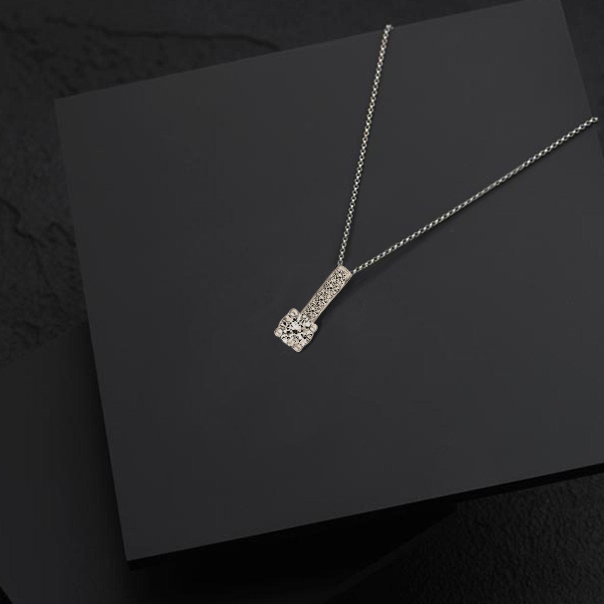 14 k White Gold 3/8 CT Natural Diamond pendant Necklace  IGI certified for women