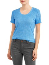 Time & Tru Women's Crew Neck T Shirt Whi Blue 2XL (20) Short Sleeve Regular Fit - $10.68