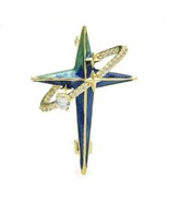 North Star Brooch / Pin 18kt Gold Electroplate Cubic Zirconia Star of Be... - $21.84