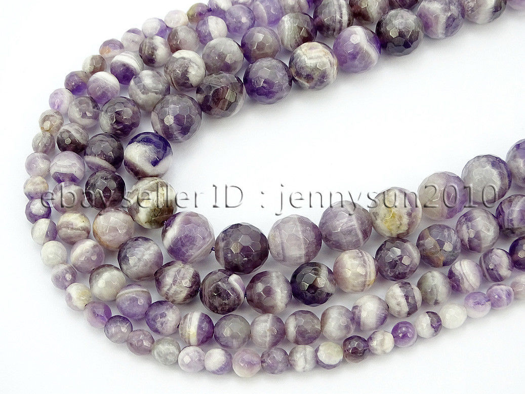 Natural Dog Tooth Amethyst Gemstone Faceted Round Beads 15'' 4mm 6mm 8mm 10mm