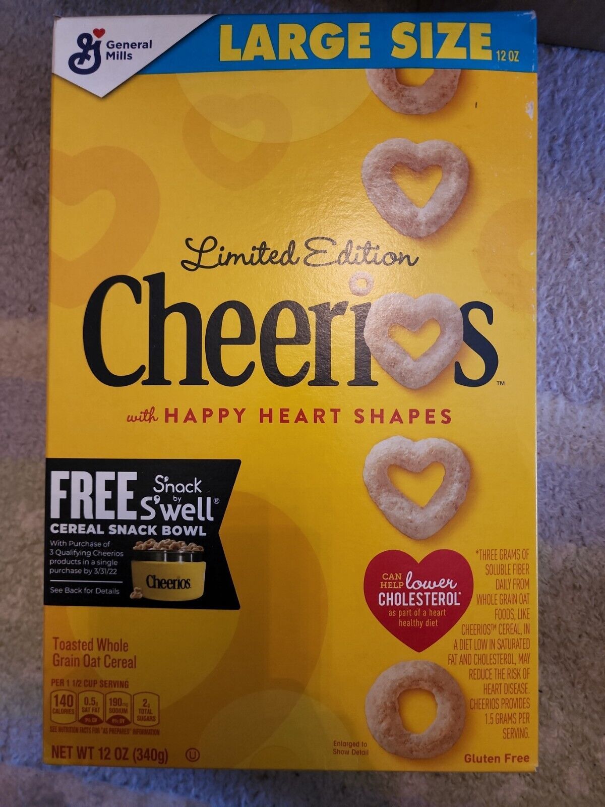 Primary image for 2 Cheerios large size  12 oz limited edittion heart shape  (340 g)