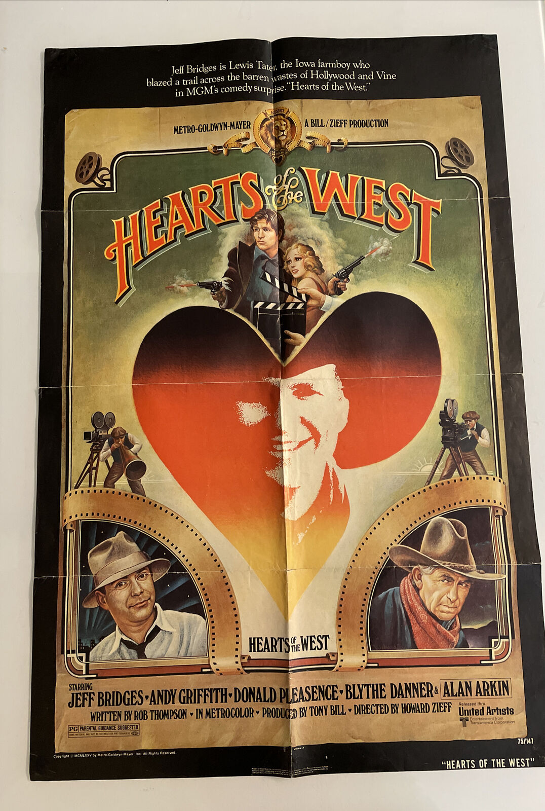 Primary image for Vintage Movie Poster: Hearts of the West - Andy Griffith, Jeff Bridges / RH