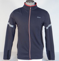 Asics Gray &amp; Red Zip Front Reflective Running Jacket Men&#39;s NWT - $82.49