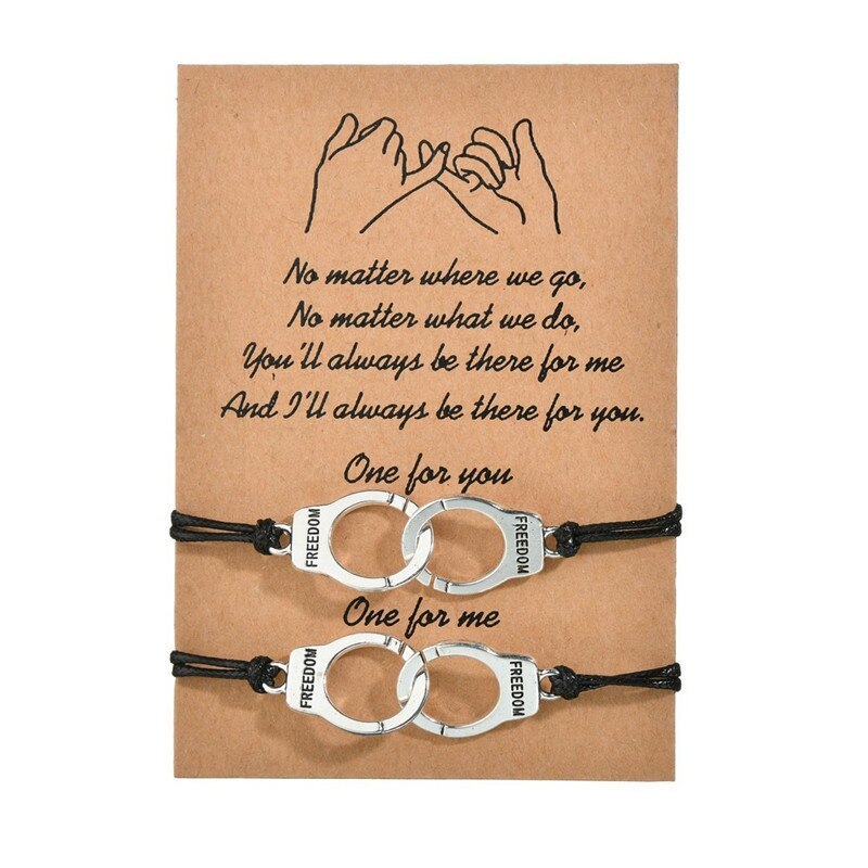 New Handcuff Charm Bracelet For Friendship Couples 2pcs/set Volcanic Stone Brace