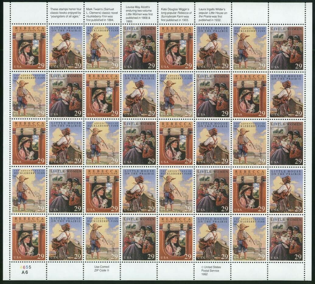 Primary image for Classic Books Complete Sheet of Forty 29 Cent Postage Stamps Scott 2785-88