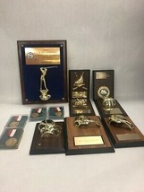 Lot 12 vintage Bronze trophies engraved awards Trophy Wall plaques skati... - $32.47
