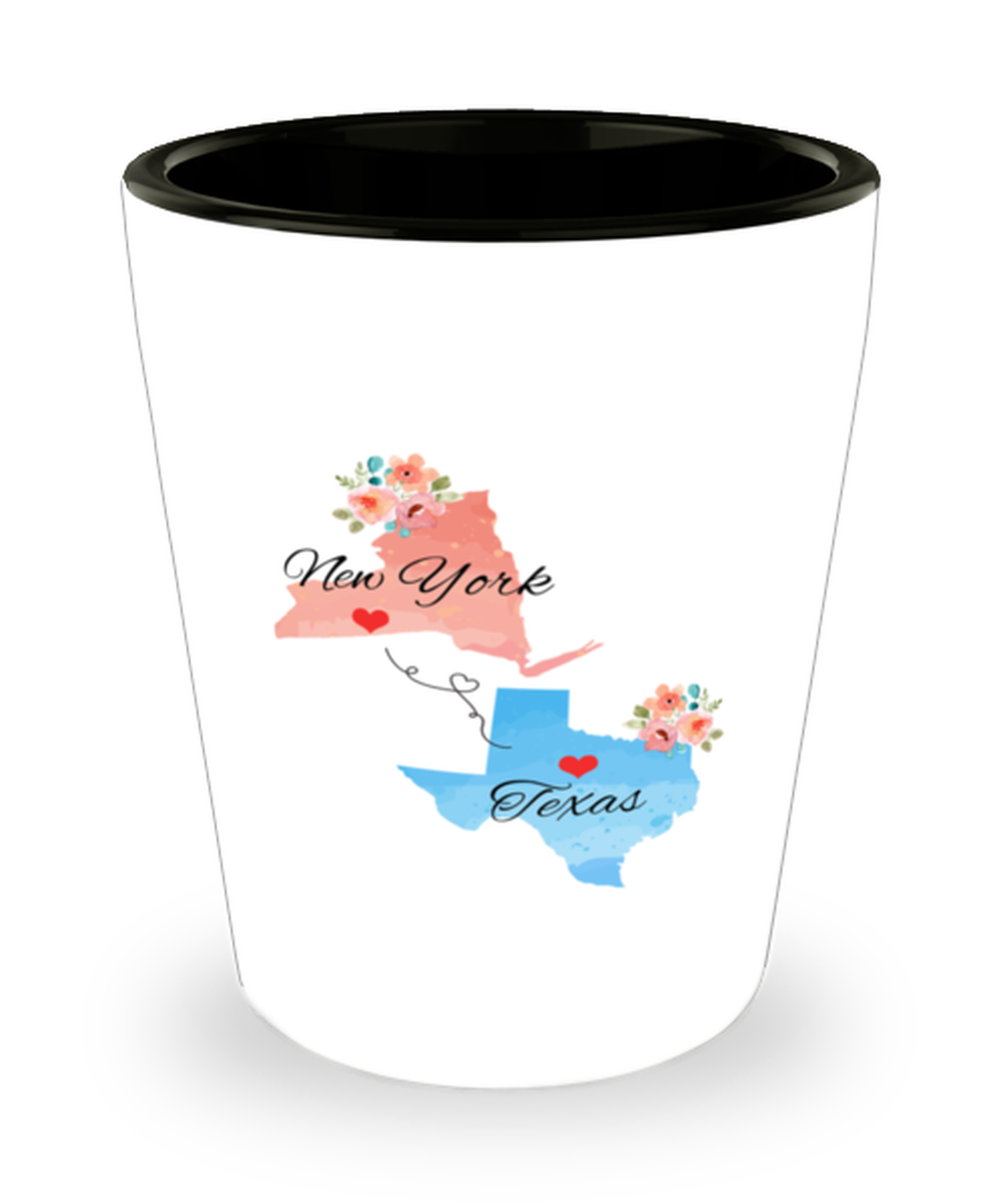 New York Texas Gifts | Long Distance State Shot Glass | State to State | Away