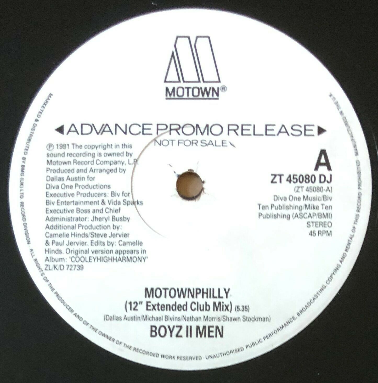 Boyz II Men ‎ Motownphilly (Motown DJ Advance Promo) 12" Vinyl 45rpm
