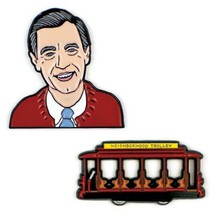 Mister Roger Face and Neighborhood Trolley Metal Lapel Pin Set of Two NE... - $15.44