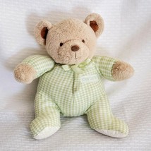 Carters Green Gingham Teddy Bear Plush Rattle Lovey 8" Baby Toy VTG Style 34462 - $28.70