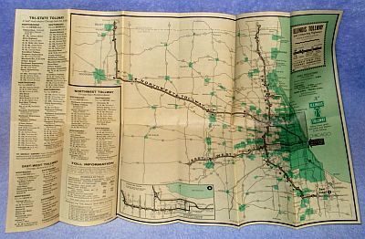 Chicago Illinois State Tollway and Connecting Highways Map 1961 - US