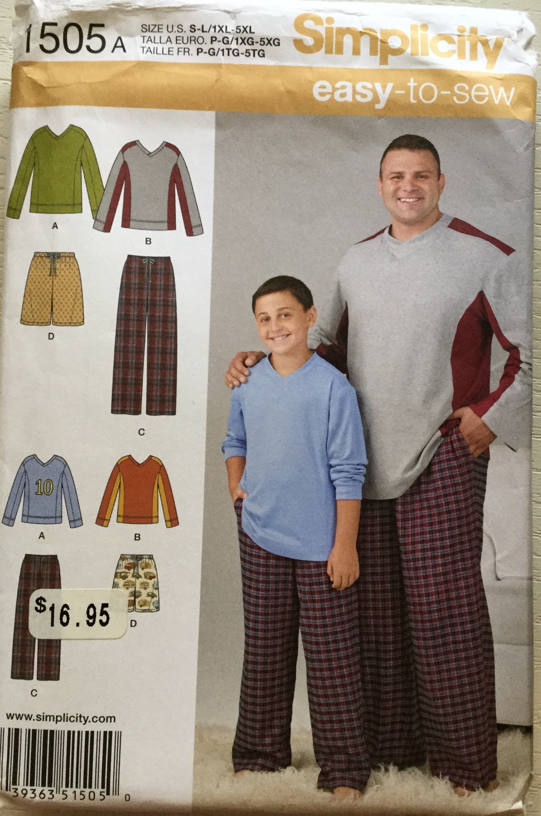 Simplicity 1505 Men's & Boy's Easy to Sew Pants, Shorts & Shirt Size A ...