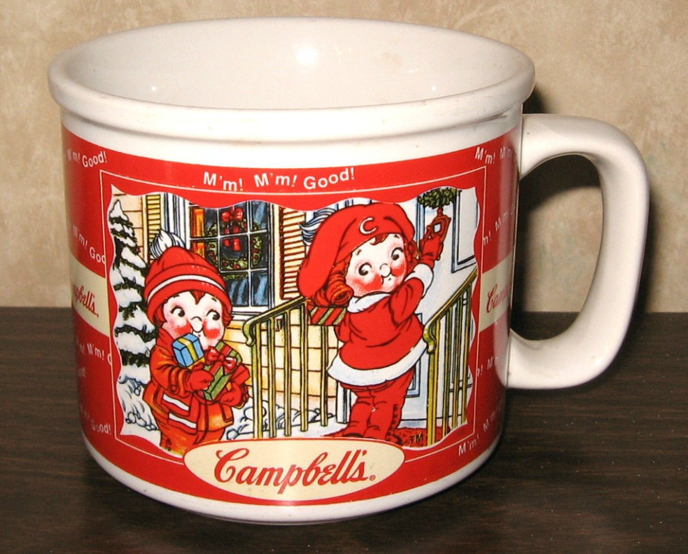 Campbell's Soup Mug,1998,CAMPBELL KIDS Fall RAKING/Winter Scenes;3Â½" x