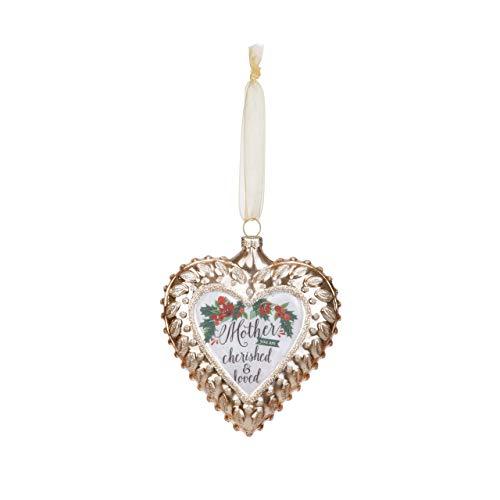 DEMDACO Mother Cherished & Loved Gold Heart 4 x 4.5 Inch Glass Decorative Christ - $6.93