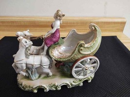 Vintage made in Japan lady stagecoach, horses figurine; large. - $57.00
