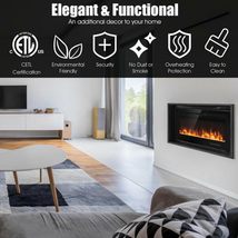 36 Inch Electric Wall Mounted Ultrathin Fireplace with Touch Screen and Timer image 2
