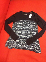 New Abercrombie Kids Girl Navy Blue Abstract Print Beaded Long Sleeve To... - $22.76