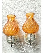Vintage Wall Sconce Amber Glass Lights Pair - $129.00